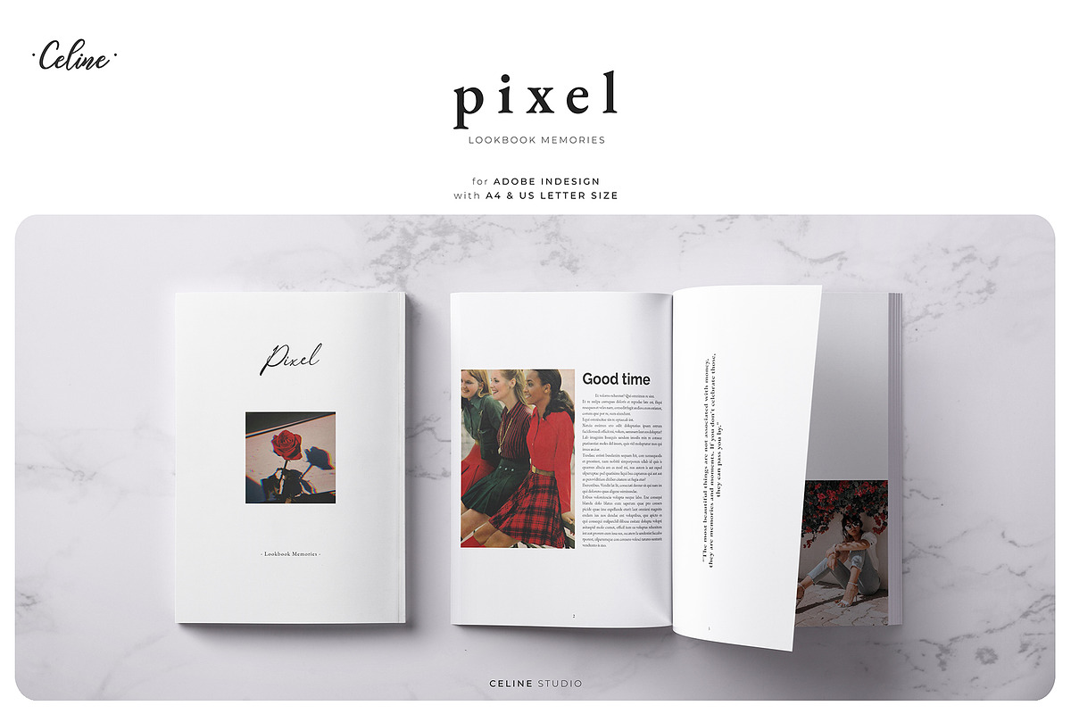 PIXEL Lookbook Memories Template, a Magazine Template by Celine Studio (Photo 1 of 9)