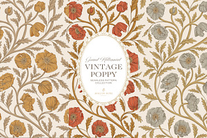 Vintage Poppy Floral Patterns, a Pattern Graphic by Eclectic Anthology