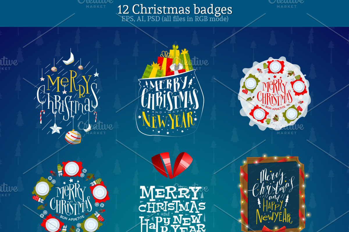 12 Christmas badges, a Templates & Theme by Drumcheg (Photo 2 of 3)