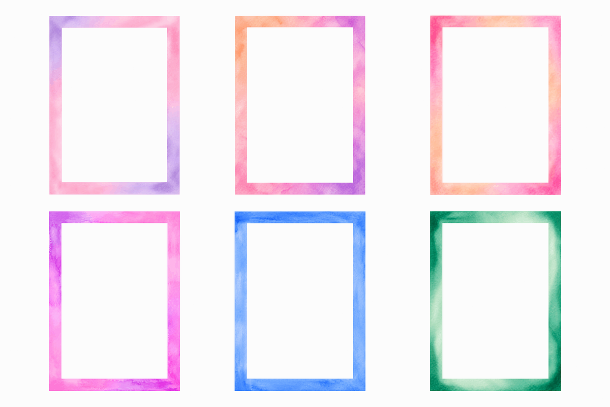 Watercolor Frame Rectangular Border, a Decorative Illustration by Kusumaillustration (Photo 6 of 13)