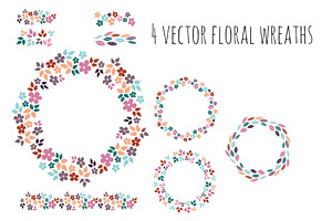 Floral Wreath Hairsyles Vector Set