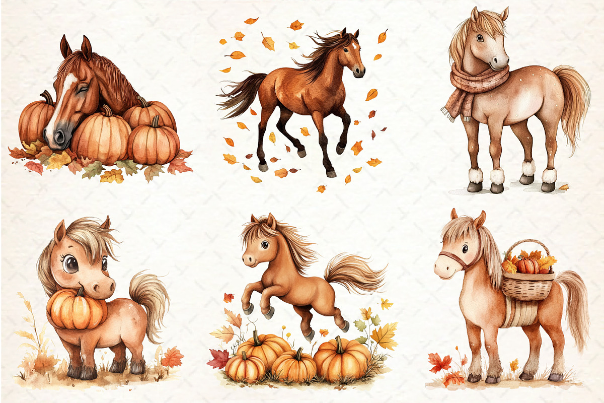 Autumn Brown Horse Clipart, an Illustration by Libby Wishes (Photo 4 of 7)
