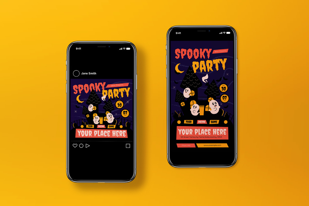 Purple Spooky Party Flyer Set, a Flyer Template by graphicook (Photo 3 of 3)