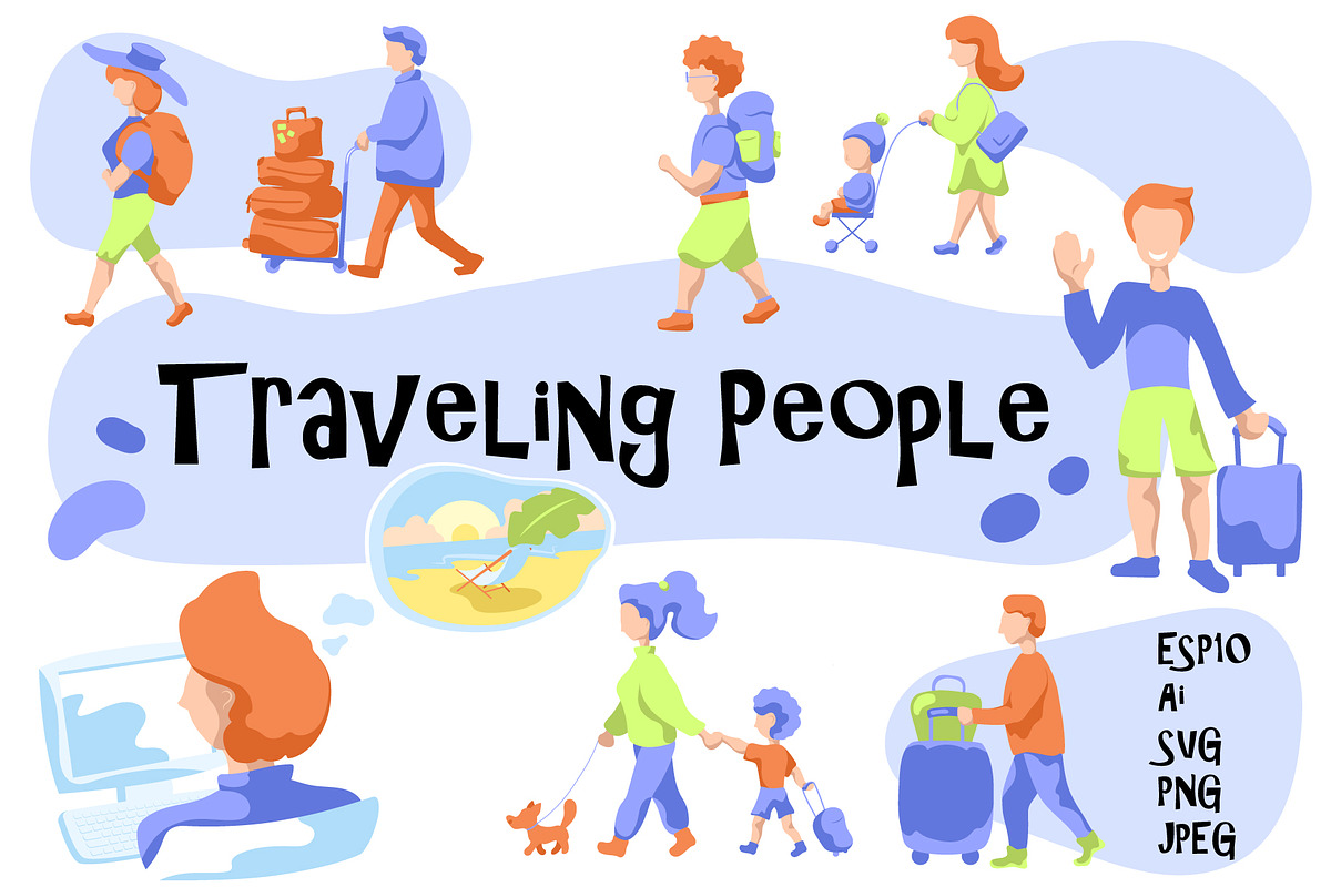 Traveling People Vector Illustration, a Person Illustration by RabbitAndPencil (Photo 1 of 7)