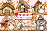 Autumn Hedgehog with House Clipart, an Illustration by CitraGraphics (Thumbnail 1 of 6)