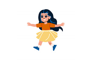 Happy girl running with open arms, a Person Illustration by pikepicture
