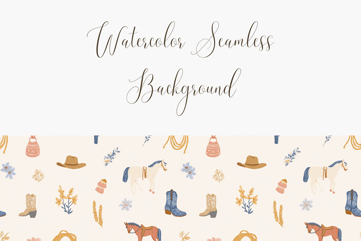 Western Cowboy Rodeo Seamless Patter, a Pattern Graphic by Pati Charm Studio (Photo 3 of 7)