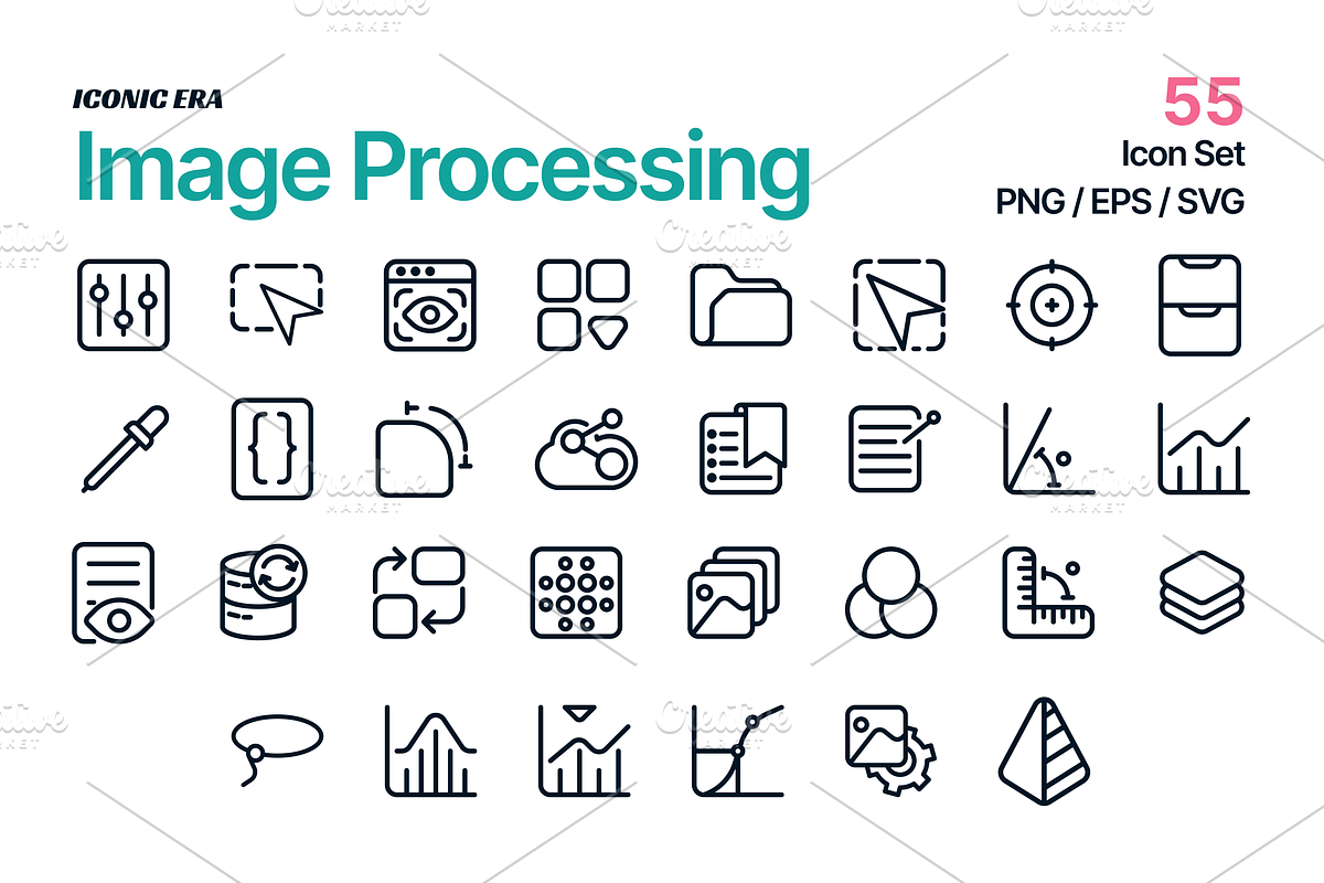 55 Image Processing Icons, an Outline Icon by Iconic Era (Photo 1 of 3)