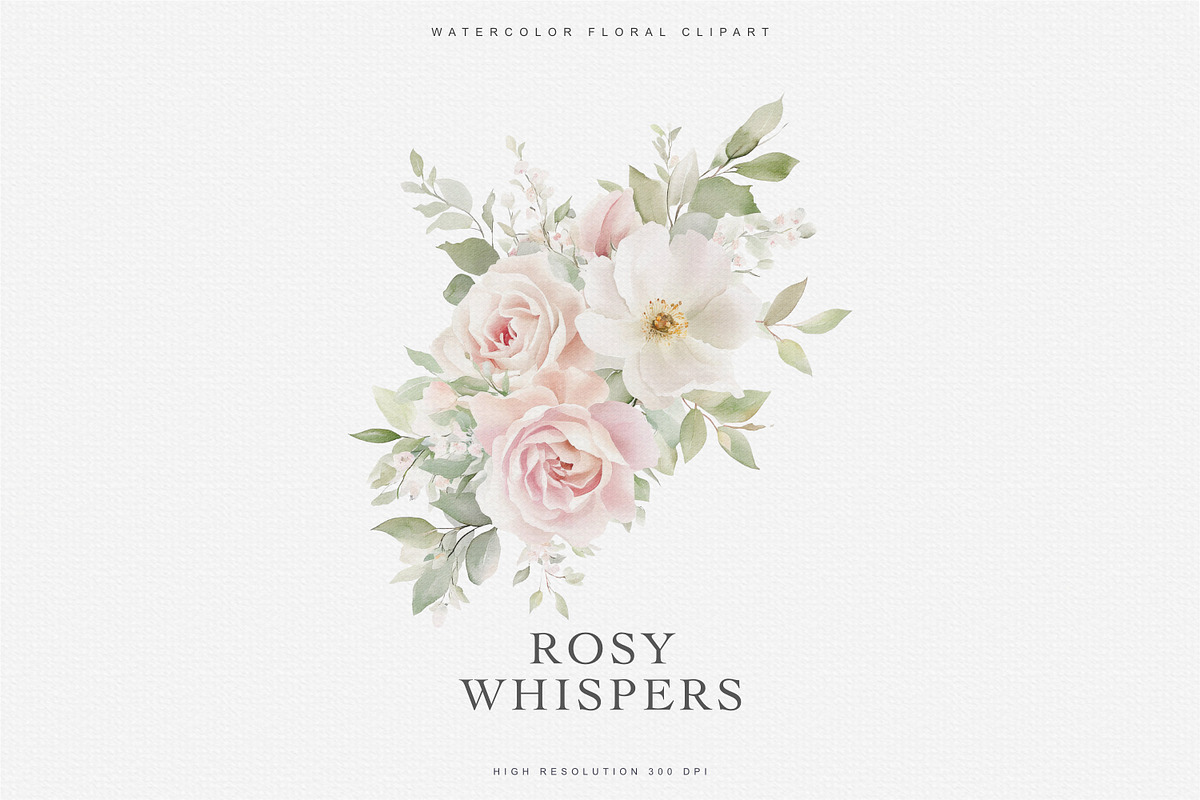 Watercolor Soft Blush Roses, a Decorative Illustration by Patishop Art (Photo 3 of 7)