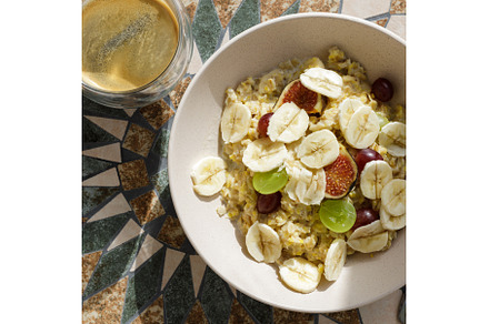 Oatmeal cereal bowl with banana, a Food & Drink Photo by serkum
