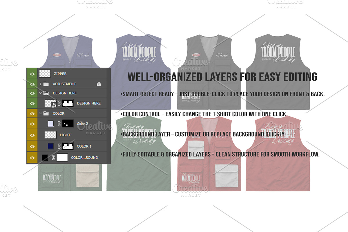 Streetwear Utility Vest Mockup PSD, a Shirt Mockup by std.badboy (Photo 3 of 4)