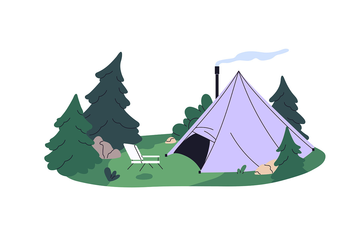 Campsites with camping tents set, a Seasonal Illustration by PaperTrident (Photo 4 of 11)