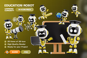 Education Robot 3D Icon Pack, an Object 3D Model by Haps Space