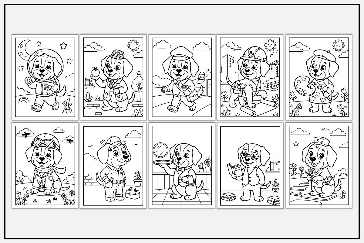 Dog Jobs & Careers Coloring Pages, an Animal Illustration by Lamia Emad (Photo 3 of 5)
