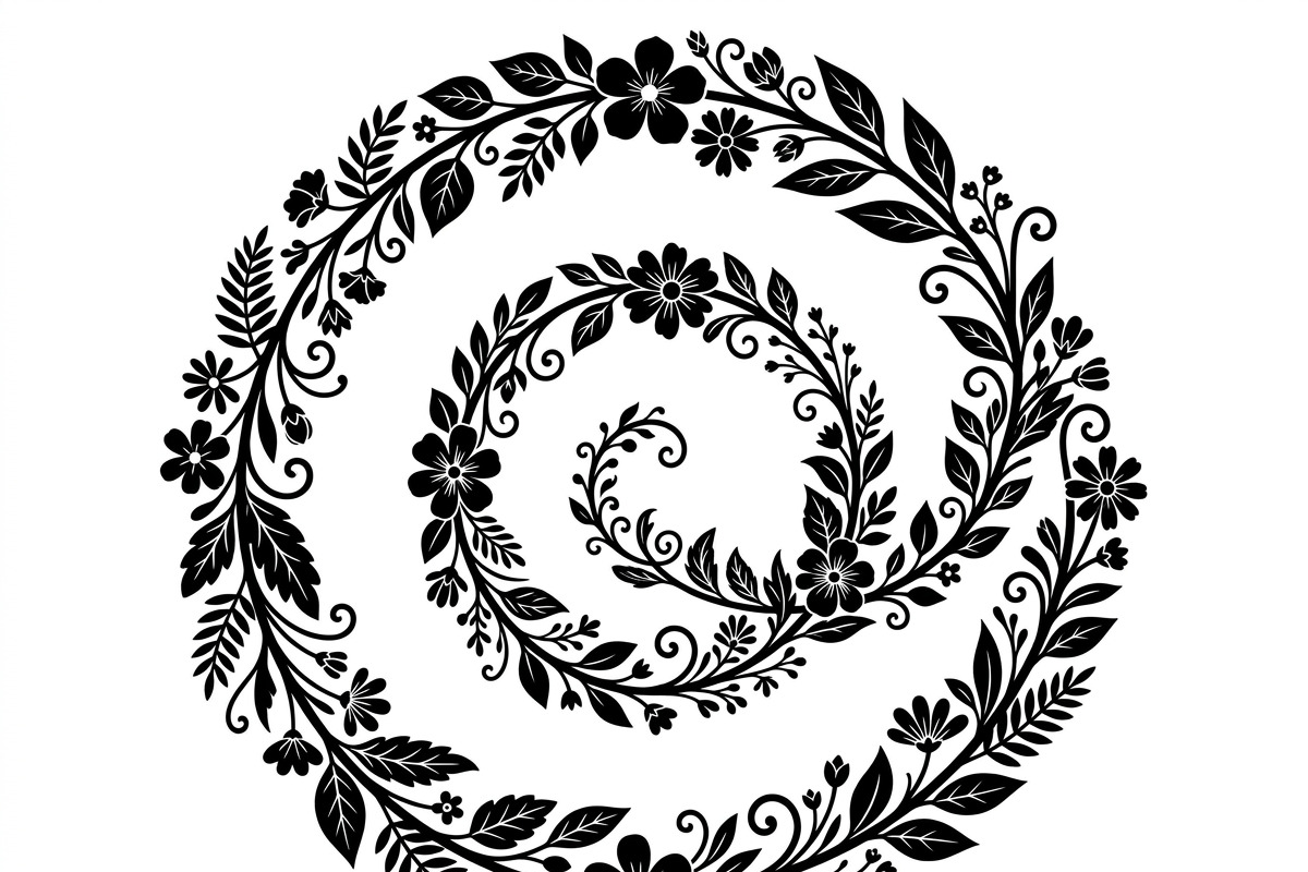 50 Elegant Floral Leaf Spiral Frame, a Decorative Illustration by Amazin_art (Photo 17 of 39)