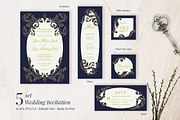 Blue & Gold Elegant Wedding Inv, an Invitation Template by Lyllopop (Thumbnail 2 of 4)