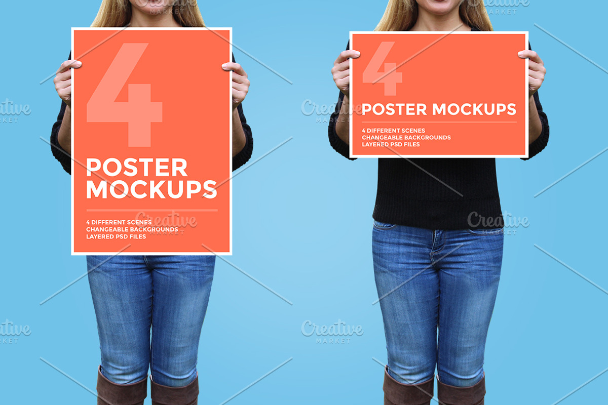 4 Poster Mockup Bundle, a Print Template by Craig Barber (Photo 2 of 5)