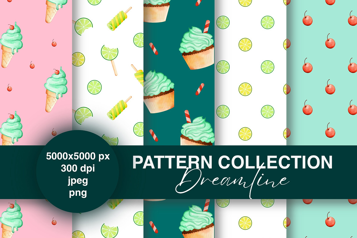 Lime cream summer seamless patterns, a Pattern Graphic by Dreamline Desings (Photo 1 of 9)