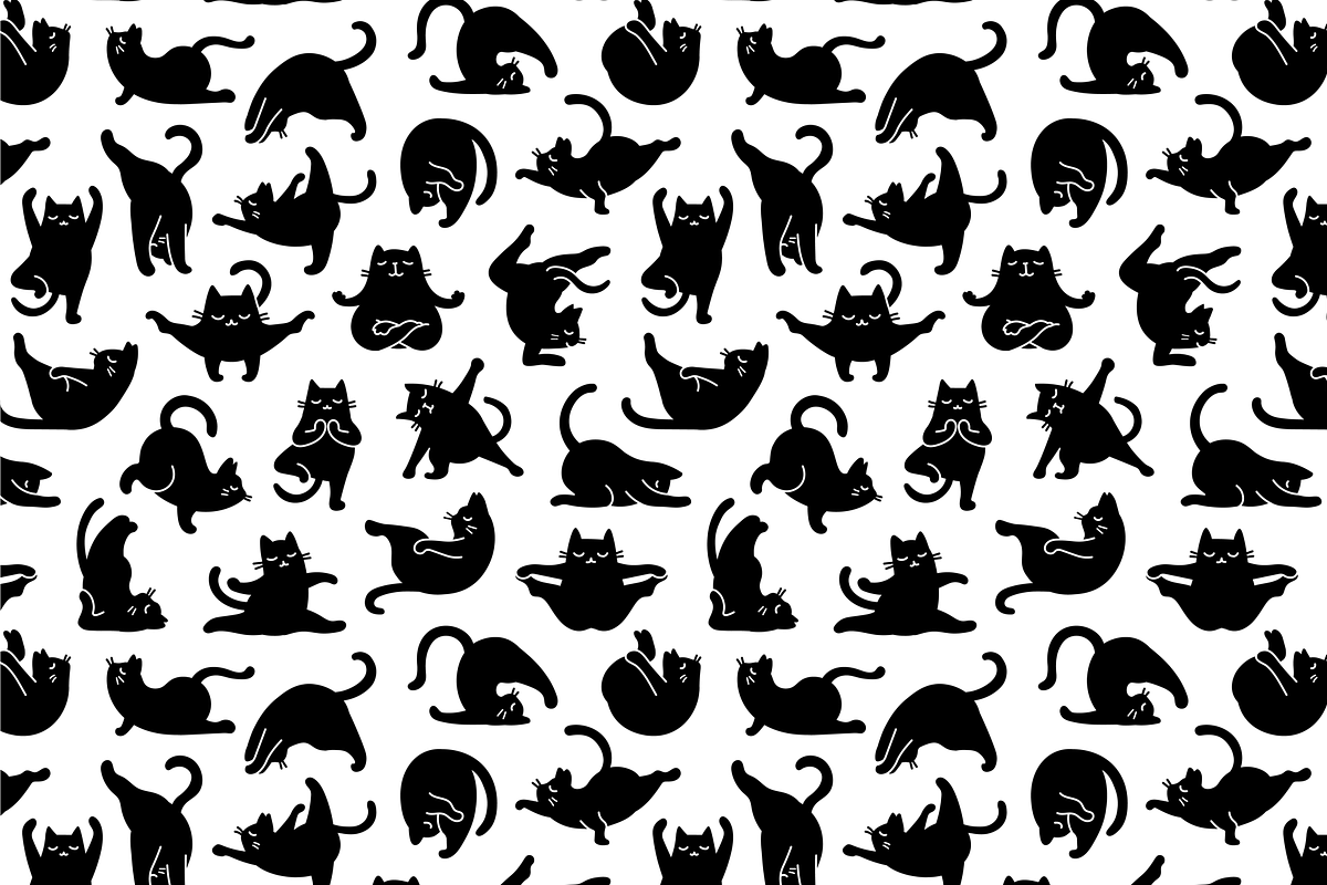 Zen Cats Yoga Asana Poses, a Pattern Graphic by Iconka (Photo 7 of 7)