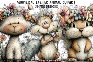 Whimsical Easter Animal Clipart, an Illustration by Daily.Designs