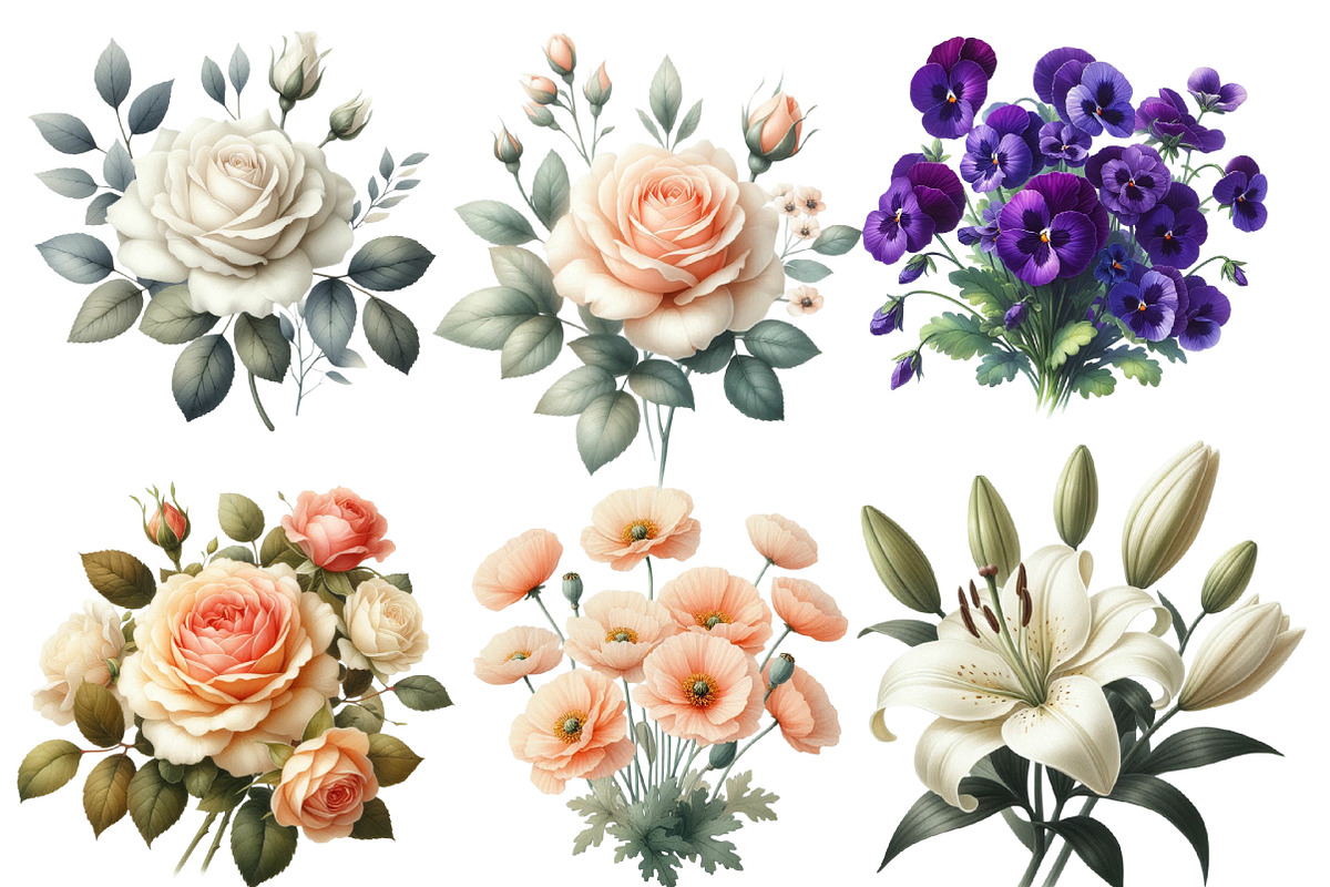 Floral Clipart  Bundle, an Illustration by Designworld (Photo 3 of 4)