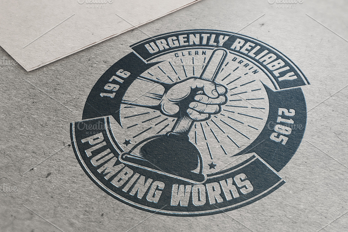 Plumbing retro logos, a Branding & Logo Template by Agor2012 shop (Photo 3 of 5)