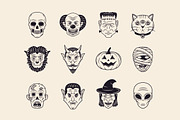 Vintage Monster Heads - 12 Icons, an Object Graphic by DenysHolovatiuk (Thumbnail 3 of 4)