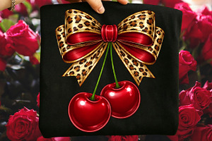 Cherry Leopard Bow PNG, an Illustration by Craft Nest