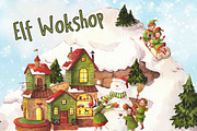 Watercolor Christmas Village, an Illustration by Whimseez (Thumbnail 3 of 5)