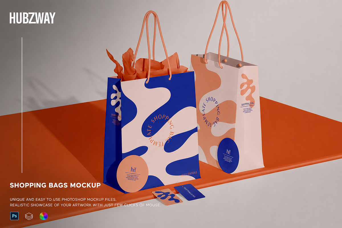 Two Bags with Labels Mockup, a Packaging Mockup by Hubzway (Photo 1 of 2)