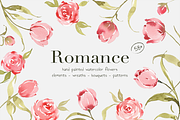 Romance - watercolor flowers clipart, an Illustration by Bruna Illustrates (Thumbnail 1 of 5)