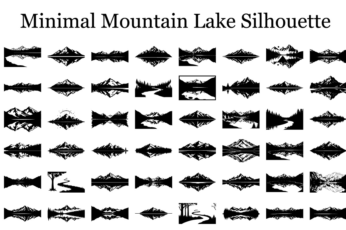 Minimal Mountain Lake Silhouette, a Graphic by hafijul (Photo 1 of 15)