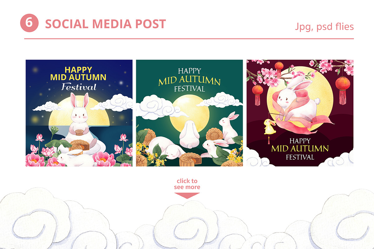 Mid-Autumn Festival & White Rabbit, an Animal Illustration by CreativeValuation (Photo 5 of 17)
