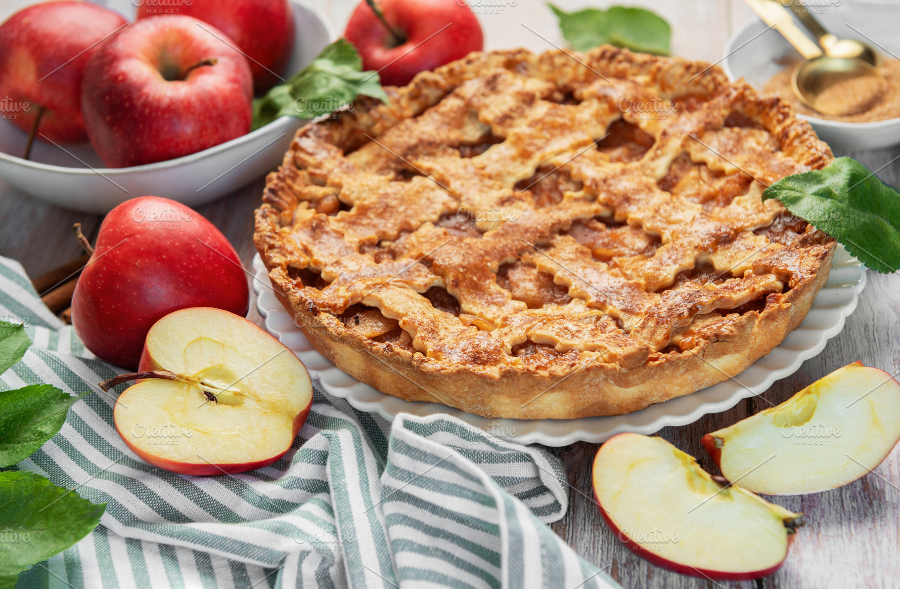 Delicious homemade apple pie showing baking ingredients on rusti, a Food & Drink Photo by Olena Rudo