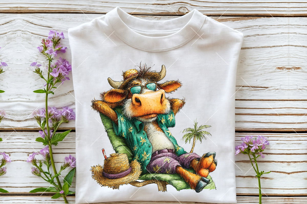Whimsical Summer Cow Clipart, an Illustration by OK Design (Photo 5 of 6)