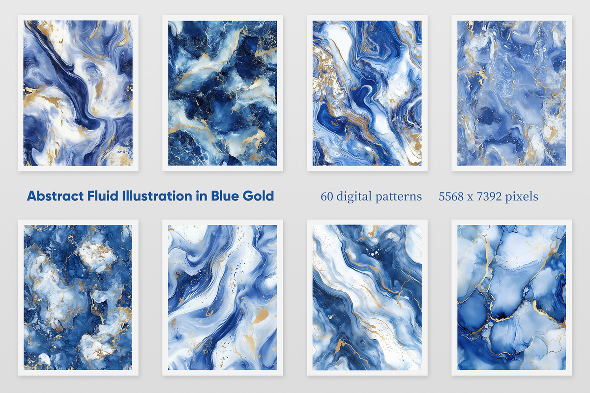 Abstract Fluid Illustration in Blue, a Decorative Illustration by Housui Patterns (Photo 3 of 9)