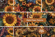 Sunflowers Melange Digital Papers #3, a Pattern Graphic by Happy Creators Co. (Thumbnail 5 of 7)