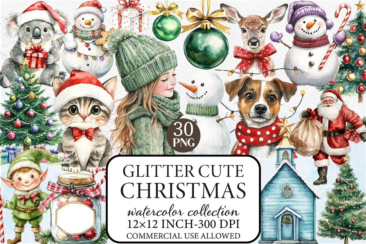 Glitter Cute Christmas Sublimation, an Illustration by Libby Wishes (Photo 1 of 8)