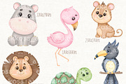 Cute Safari Jungle Animals Clipart, an Animal Illustration by ekossa_art (Thumbnail 2 of 7)