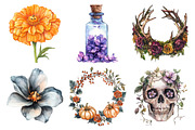Halloween Flowers Clipart Bundle, an Illustration by Daily.Designs (Thumbnail 3 of 5)