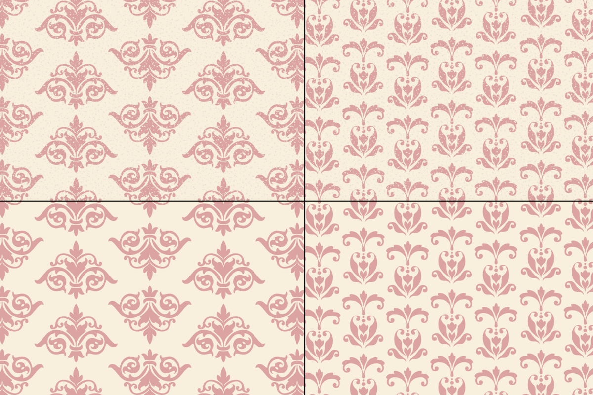 Seamless Pink Damask Patterns preview 8