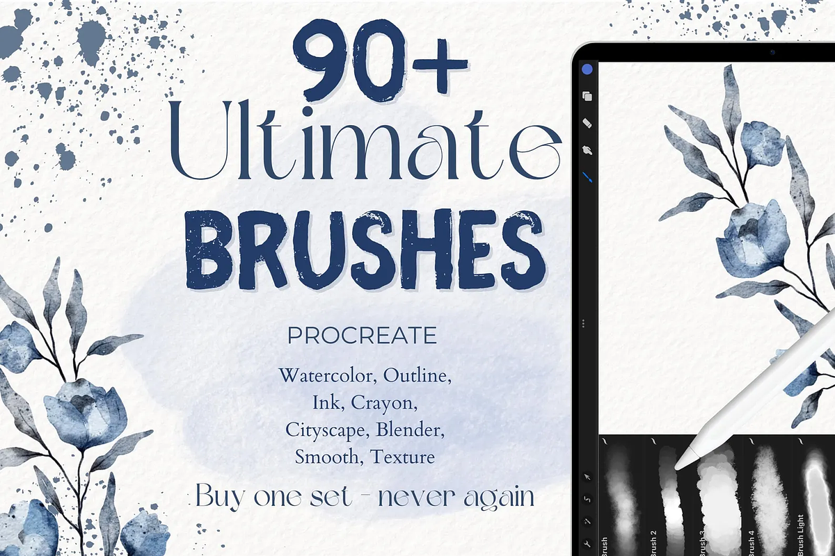 90+ ULTIMATE PROCREATE BRUSHES, a Brush Add-On by BeeRubby (Photo 1 of 9)
