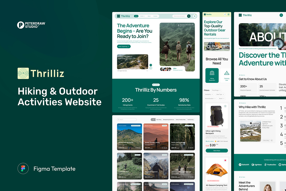 Hiking & Outdoor Activities Website, an UI Kit Template by peterdraw (Photo 1 of 7)