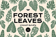 Forest Leaves Linocut Bundle, an Illustration by ClayStudio (Thumbnail 1 of 8)