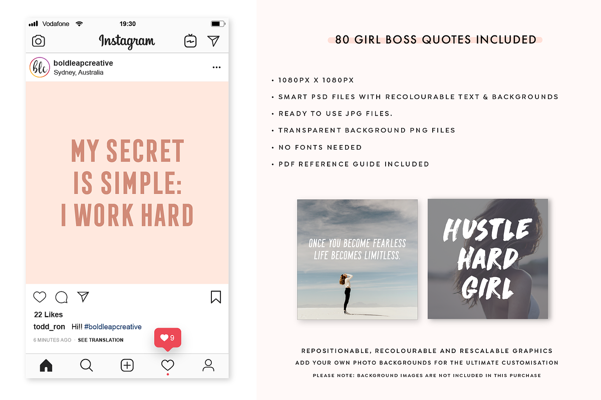 Girl Boss Social Media Quotes Pack, a Social Media Template by Bold Leap Creative (Photo 2 of 3)