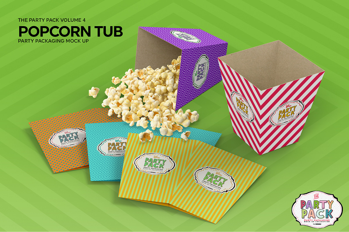 Popcorn Tub Packaging MockUp, a Packaging Mockup by INCDesign (Photo 3 of 7)