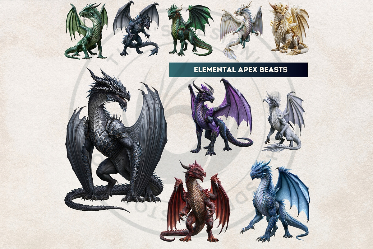 Crystal Beasts Fantasy Cliparts, a Decorative Illustration by ThatsDesignArt (Photo 3 of 14)