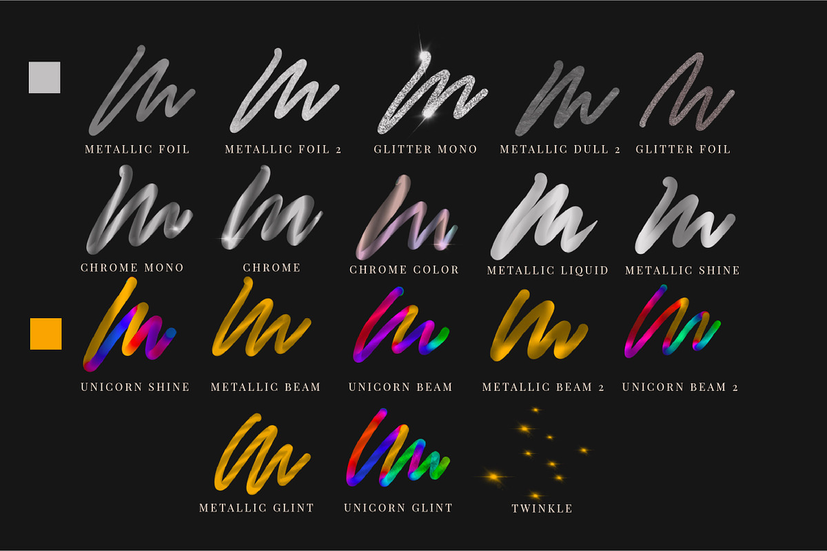 Metallic Brush Kit for Procreate, a Brush Add-On by theinkaffair (Photo 3 of 8)