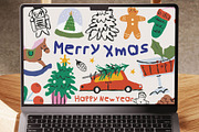 Merry Christmas clipart, a Seasonal Illustration by Luamor (Thumbnail 3 of 11)