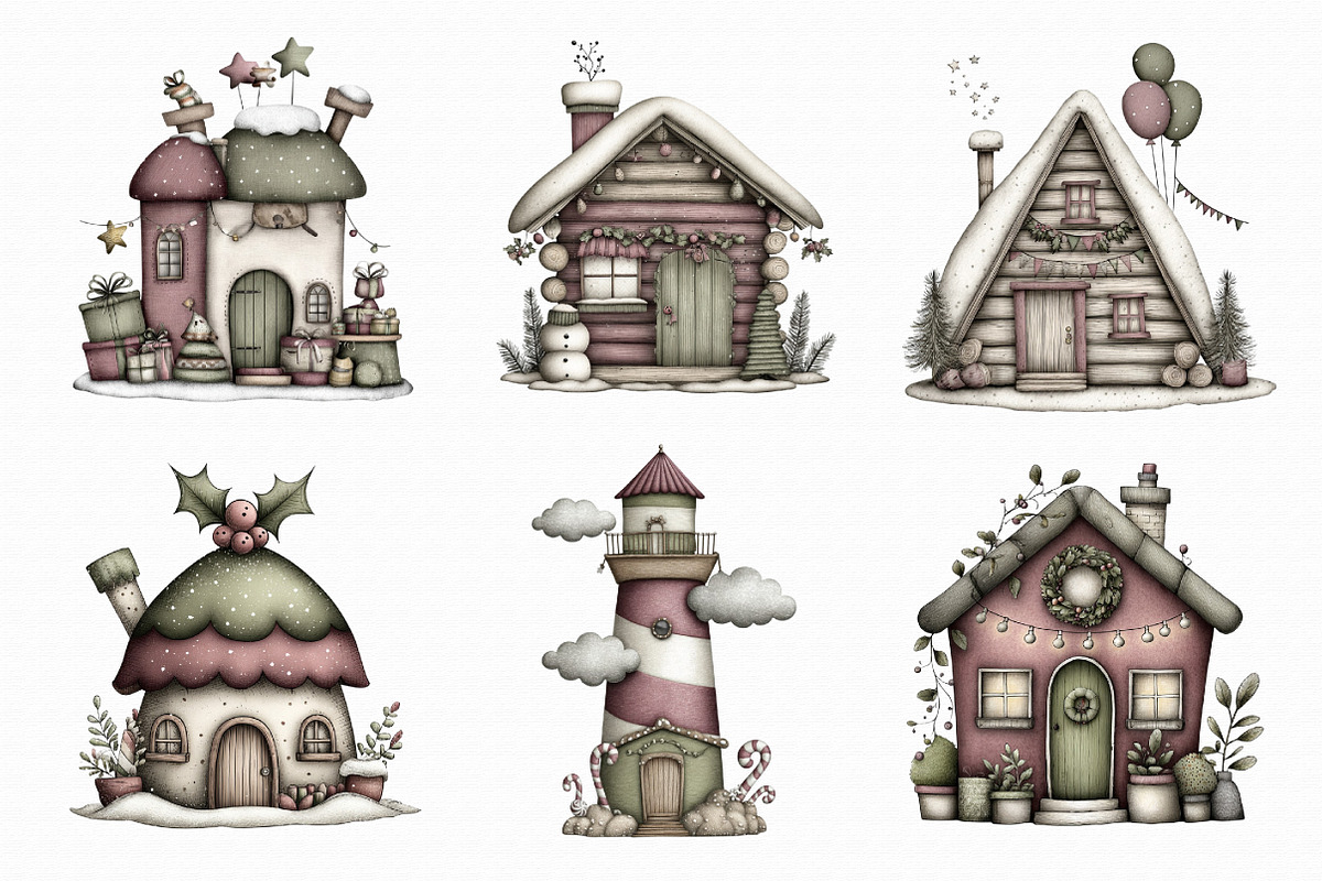 Whimsical Christmas House Clipart, an Illustration by Libby Wishes (Photo 6 of 7)